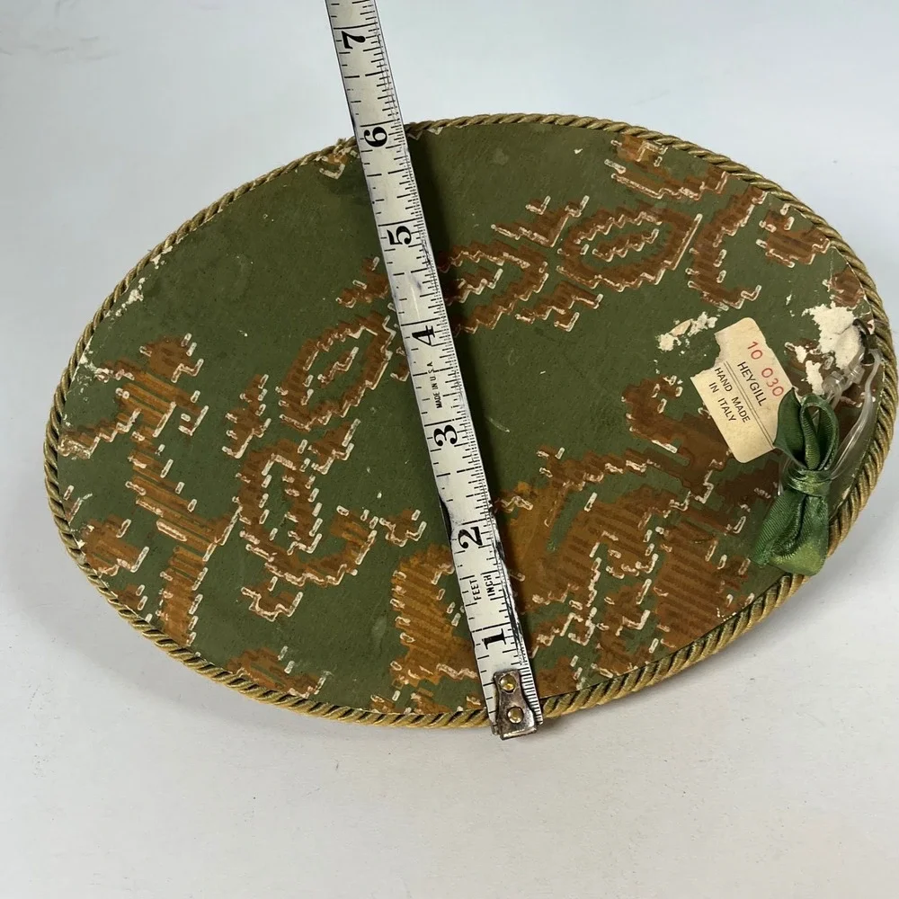 Heygill Wall Plaque Lime Green Porcelain Rose Velvet Italy Vintage 8 in x 6 in